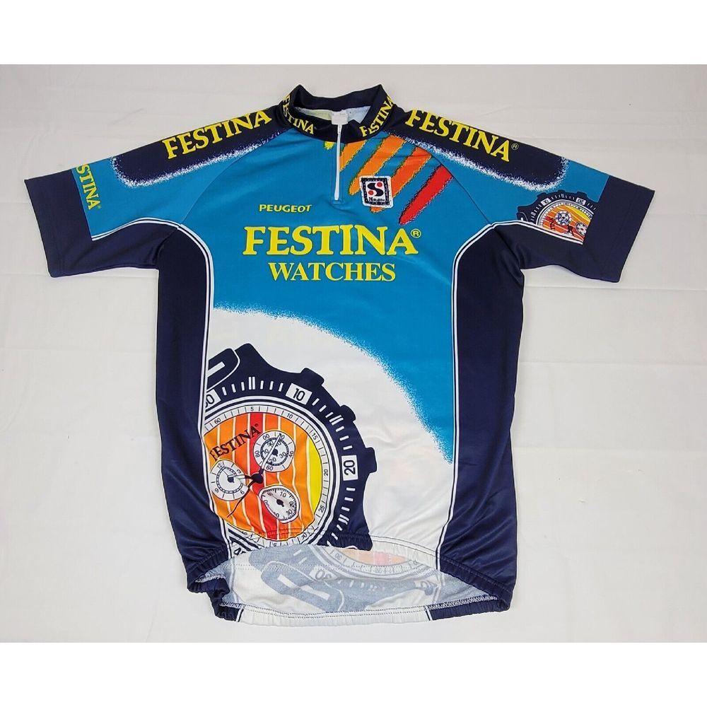 Peugeot Cycling Jersey Mens XL. Festina Watches Qt. Zip‎ Pullover.